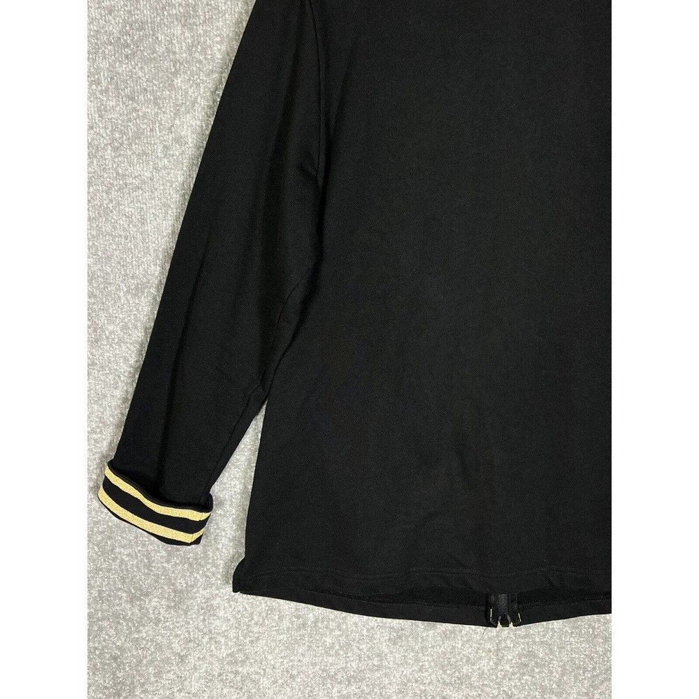 Quacker Factory Rhinestone Grommet Gold Trim Full Zip Jacket Women Large Pockets - Picture 12 of 15